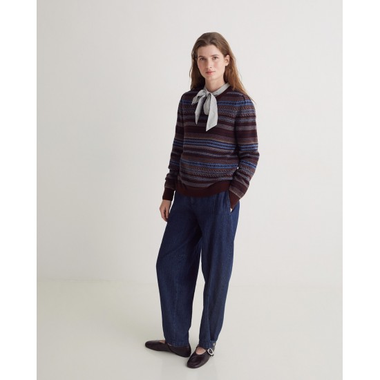 Καφέ μάλλινο ζακάρ πουλόβερ