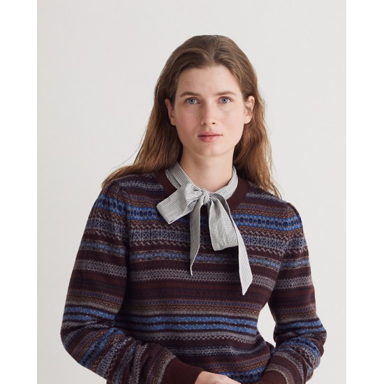 Καφέ μάλλινο ζακάρ πουλόβερ