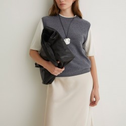 Γυναικείο γκρι δίχρωμο κοντομάνικο πουλόβερ Yerse 