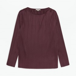 Μπλούζα με μελιτζανί και πλισέ λαιμόκοψη