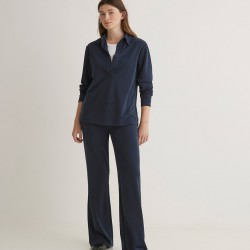 Σκούρο μπλε πλεκτό μπλουζάκι πόλο με γιακά