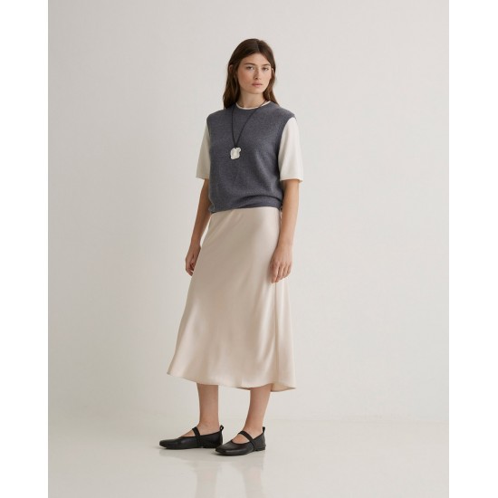 Γυναικείο γκρι δίχρωμο κοντομάνικο πουλόβερ Yerse 