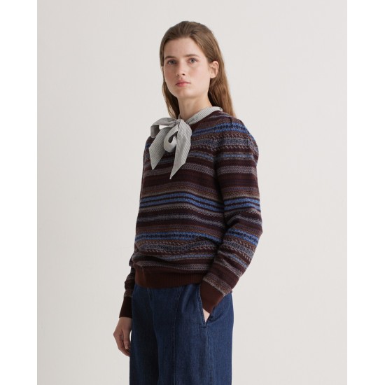 Καφέ μάλλινο ζακάρ πουλόβερ