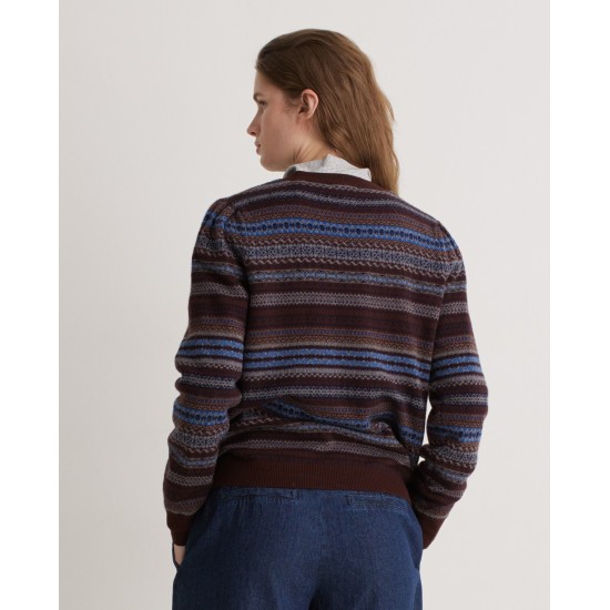 Καφέ μάλλινο ζακάρ πουλόβερ