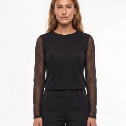 Embelished mesh top  Black