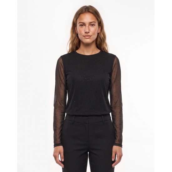 Embelished mesh top  Black