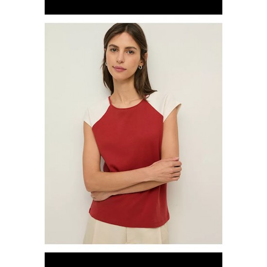 Two-tone cotton T-shirt