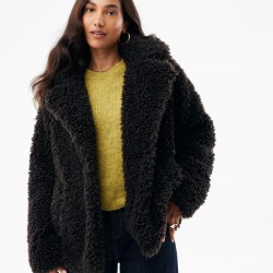 Cozy hairy peacoat  Dark Brown