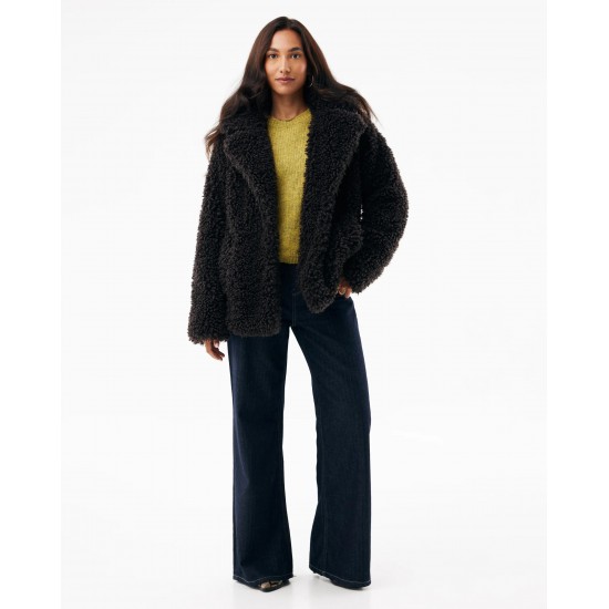 Cozy hairy peacoat  Dark Brown