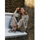 Σακάκι μπουφάν Bomber Oversized από τουίντ σε χρώμα Taupe
