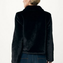 Boxy γούνινο παλτό Μαύρο