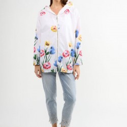 Μπουφάν με κουκούλα Floral Oversized Στυλ