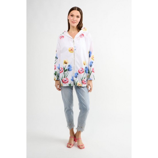 Μπουφάν με κουκούλα Floral Oversized Στυλ