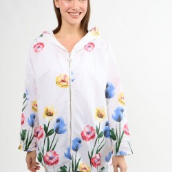 Μπουφάν με κουκούλα Floral Oversized Στυλ