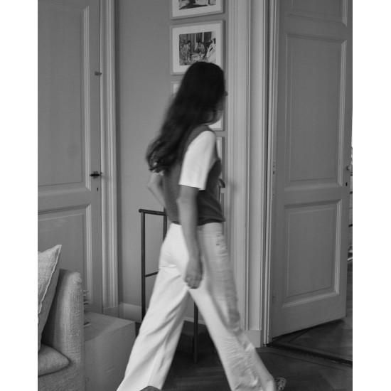 Γυναικείο γκρι δίχρωμο κοντομάνικο πουλόβερ Yerse 