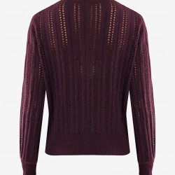 Πλεκτό Πουλόβερ Ajour Σκούρο Κόκκινο