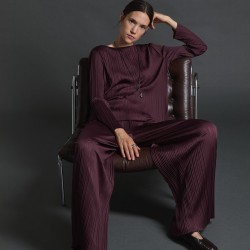 Πλισέ παντελόνι Λάστιχο λούρεξ στη μέση Φαρδιά γραμμή