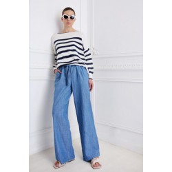 SARAH LAWRENCE SASHA DENIM PALAZZO BLUE τζιν Παντελόνι.
