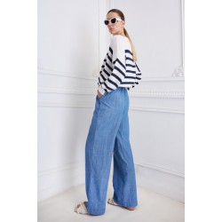 SARAH LAWRENCE SASHA DENIM PALAZZO BLUE τζιν Παντελόνι.
