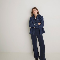 Παντελόνι με φαρδιά γραμμή και φαρδύ τελείωμα σε μπλε σκούρο χρώμα