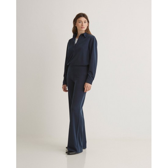 Παντελόνι με φαρδιά γραμμή και φαρδύ τελείωμα σε μπλε σκούρο χρώμα