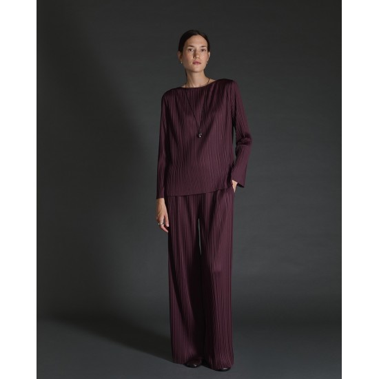 Πλισέ παντελόνι Λάστιχο λούρεξ στη μέση Φαρδιά γραμμή