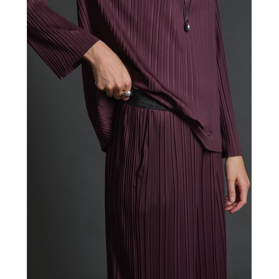 Πλισέ παντελόνι Λάστιχο λούρεξ στη μέση Φαρδιά γραμμή