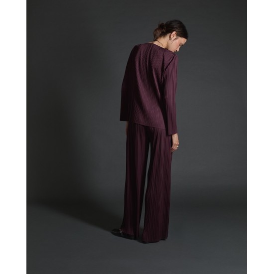 Πλισέ παντελόνι Λάστιχο λούρεξ στη μέση Φαρδιά γραμμή