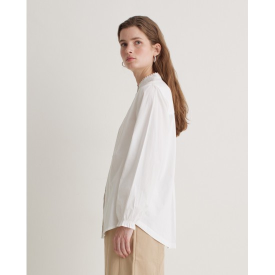 Λευκό πουκάμισο από 100% βαμβάκι με λαιμόκοψη Μάο