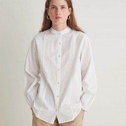 Λευκό πουκάμισο από 100% βαμβάκι με λαιμόκοψη Μάο