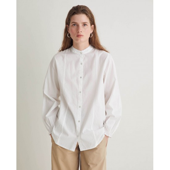 Λευκό πουκάμισο από 100% βαμβάκι με λαιμόκοψη Μάο