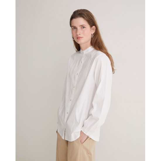 Λευκό πουκάμισο από 100% βαμβάκι με λαιμόκοψη Μάο