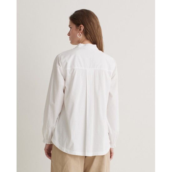 Λευκό πουκάμισο από 100% βαμβάκι με λαιμόκοψη Μάο