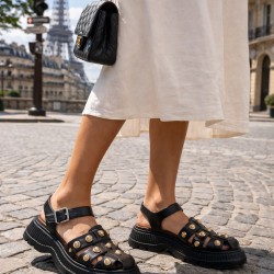 Πέδιλα Fisherman Flatform καφέ Δερμάτινα Παπούτσια