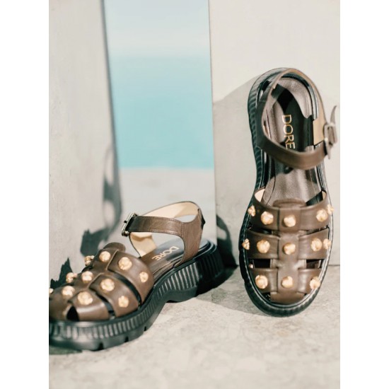 Πέδιλα Fisherman Flatform καφέ Δερμάτινα Παπούτσια