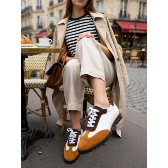 DORE Retro Urban Sneaker - Λευκό-Καφέ-Πορτοκαλί