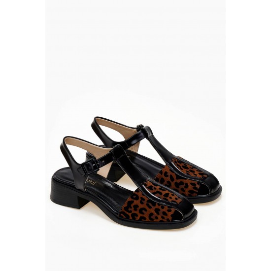 DORE ΜΑΥΡΑ ΔΕΡΜΑΤΙΝΑ T-BAR ΣΑΝΔΑΛΙΑ LOAFERS ΜΕ ΛΕΠΤΟΜΕΡΕΙΑ LEOPARD PRINT DORE ΜΑΥΡΑ ΔΕΡΜΑΤΙΝΑ T-BAR ΣΑΝΔΑΛΙΑ LOAFERS ΜΕ ΛΕΠΤΟΜΕΡΕΙΑ LEOPARD PRINT