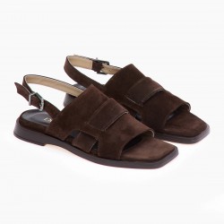 Πέδιλα DORE Flat Καστόρι Σοκολατί Δερμάτινα Παπούτσια