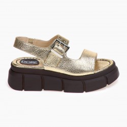 DORE Πέδιλα Chunky Platform Χρυσό Δερμάτινα Παπούτσια