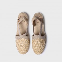 WEDGE ESPADRILLES ΣΕ ΦΥΣΙΚΟ ΥΦΑΣΜΑ ΣΕ ΜΠΕΖ ΧΡΩΜΑ  TERRA NZ