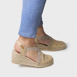 WEDGE ESPADRILLES ΣΕ ΦΥΣΙΚΟ ΥΦΑΣΜΑ ΣΕ ΜΠΕΖ ΧΡΩΜΑ  TERRA NZ