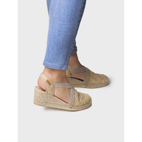 WEDGE ESPADRILLES ΣΕ ΦΥΣΙΚΟ ΥΦΑΣΜΑ ΣΕ ΜΠΕΖ ΧΡΩΜΑ  TERRA NZ