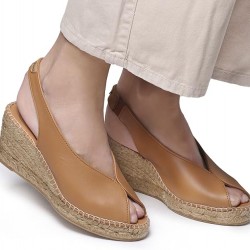 LAILA P  Peep toe wedge espadrille Color: TAN