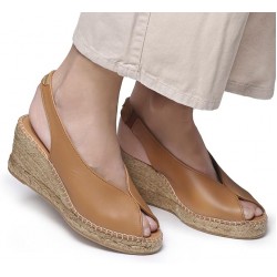 LAILA P  Peep toe wedge espadrille Color: TAN