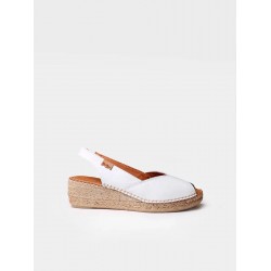 BERNIA P Γυναικεία εσπαντρίγια peep toe με δερμάτινη σφήνα 