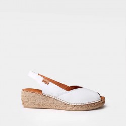 BERNIA P Γυναικεία εσπαντρίγια peep toe με δερμάτινη σφήνα 