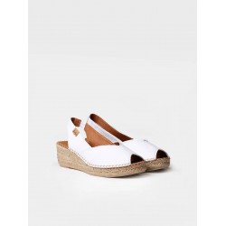 BERNIA P Γυναικεία εσπαντρίγια peep toe με δερμάτινη σφήνα 