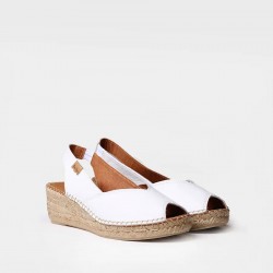 BERNIA P Γυναικεία εσπαντρίγια peep toe με δερμάτινη σφήνα 