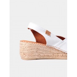 BERNIA P Γυναικεία εσπαντρίγια peep toe με δερμάτινη σφήνα 