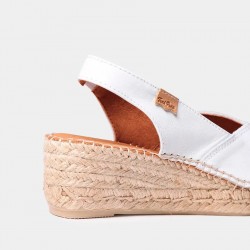 BERNIA P Γυναικεία εσπαντρίγια peep toe με δερμάτινη σφήνα 